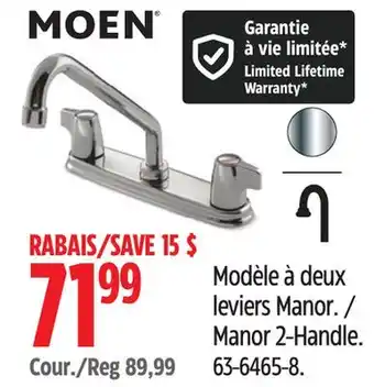 Canadian Tire Moen Modèle à deux leviers Manor offer