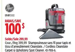 Canadian Tire Hoover Cordless Cleanslate Carpet & Upholstery Spot Cleaner offer