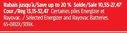 Canadian Tire Selected Energizer and Rayovac Batteries offer