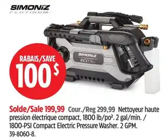 Canadian Tire 1800-PSI Compact Electric Pressure Washer offer