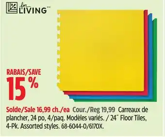 Canadian Tire FOR LIVING 24˝ Floor Tiles, 4-Pk offer