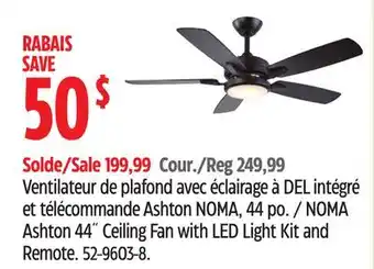 Canadian Tire NOMA Ashton 44˝ Ceiling Fan with LED Light Kit and Remote offer