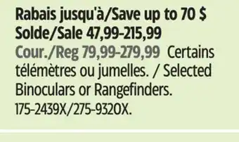 Canadian Tire Selected Binoculars or Rangefinders offer