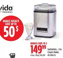 Canadian Tire Vida by PADERNO Ice Cream Maker offer