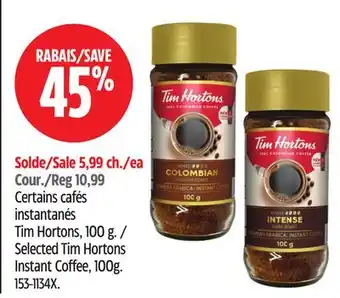 Canadian Tire Selected Tim Hortons Instant Coffee offer