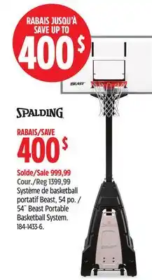 Canadian Tire Spalding 54˝ Beast Portable Basketball System offer