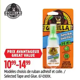 Canadian Tire Gorilla Selected Tape and Glue offer