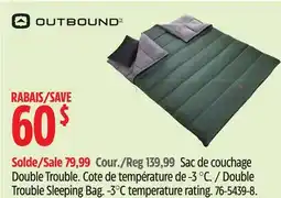 Canadian Tire Outbound Double Trouble Sleeping Bag. -3°C temperature rating offer