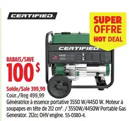 Canadian Tire Certified 3550W/4450W Portable Gas Generator offer