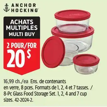 Canadian Tire 8-Pc Glass Food Storage Set 1, 2, 4 and 7 cup sizes offer