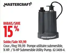 Canadian Tire Mastercraft 1⁄3-HP Submersible Utility Pump offer