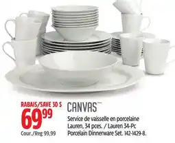 Canadian Tire CANVAS Lauren 34-Pc Porcelain Dinnerware Set offer