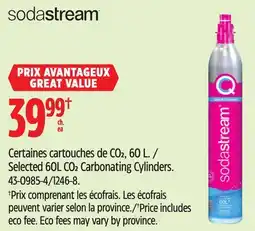 Canadian Tire SodaStream Selected 60L CO2 Carbonating Cylinders offer