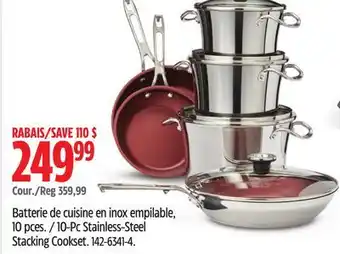 Canadian Tire Paderno 10-Pc Stainless-Steel Stacking Cookset offer