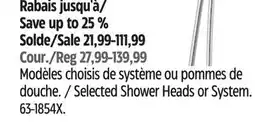 Canadian Tire Delta Selected Shower Heads or System offer