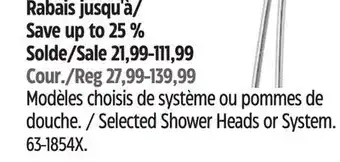 Canadian Tire Delta Selected Shower Heads or System offer