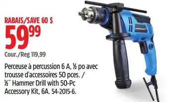 Canadian Tire Mastercraft 1⁄2˝ Hammer Drill with 50-Pc Accessory Kit offer