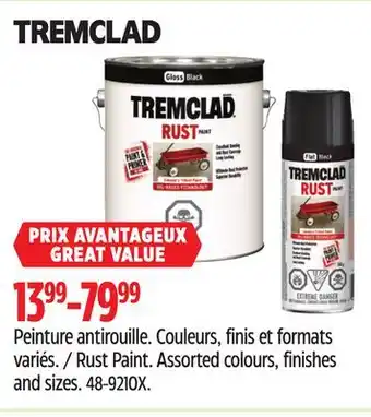 Canadian Tire Tremclad Rust Paint Assorted colours, finishes and size offer