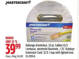 Canadian Tire Mastercraft 25´ Outdoor Extension Cord offer