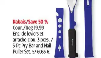 Canadian Tire Mastercraft 3-Pc Pry Bar and Nail Puller Set offer