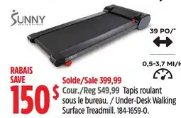 Canadian Tire Sunny Health & Fitness Under-Desk Walking Surface Treadmill offer