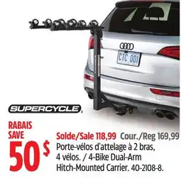 Canadian Tire Supercycle 4-Bike Dual-Arm Hitch-Mounted Carrier offer