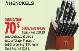 Canadian Tire Henckels Self-Sharpening 14-Pc Knife Block Set offer