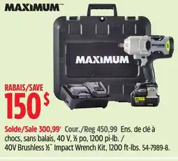 Canadian Tire 40V Brushless 1⁄2˝ Impact Wrench offer