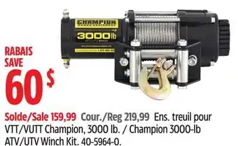 Canadian Tire Champion Power Equipment 3000-lb ATV/UTV Winch Kit offer