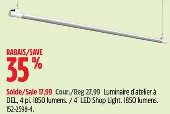 Canadian Tire 4´ LED Shop Light. 1850 lumens offer