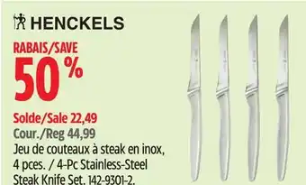 Canadian Tire Henckels 4-Pc Stainless-Steel Steak Knife Set offer