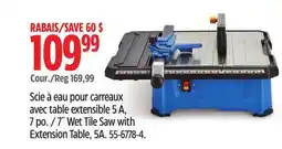 Canadian Tire Mastercraft 7˝ Wet Tile Saw with Extension Table offer