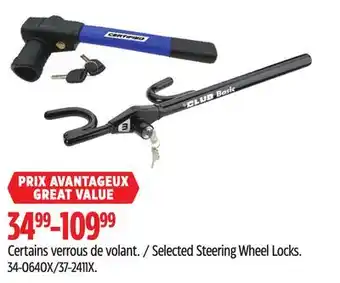 Canadian Tire The Club Selected Steering Wheel Locks offer