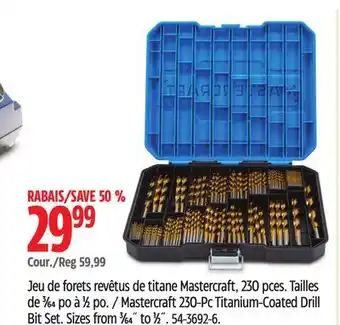 Canadian Tire Mastercraft 230-Pc Titanium-Coated Drill Bit Set offer