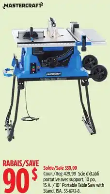 Canadian Tire Mastercraft 0˝ Portable Table Saw with Stand offer