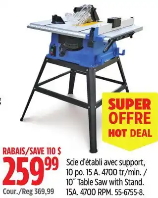 Canadian Tire Mastercraft 10˝ Table Saw with Stand offer