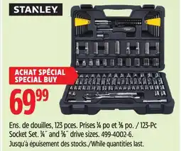 Canadian Tire Stanley 123-Pc Socket Set. 1⁄4˝ and 3⁄8˝ drive sizes offer