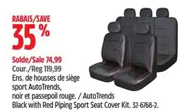 Canadian Tire AutoTrends Black with Red Piping Sport Seat Cover Kit offer