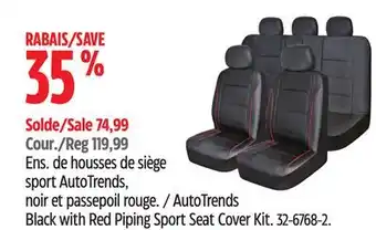 Canadian Tire AutoTrends Black with Red Piping Sport Seat Cover Kit offer