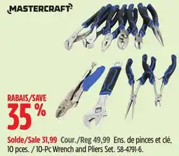 Canadian Tire Mastercraft 10-Pc Wrench and Pliers Set offer