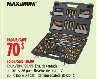 Canadian Tire MAXIMUM 86-Pc Tap & Die Set. Titanium-coated offer