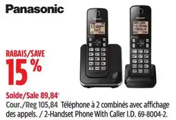 Canadian Tire Panasonic 2-Handset Phone With Caller I.D offer