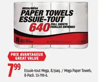 Canadian Tire Non-Branded Mega Paper Towels, 8-Pack offer