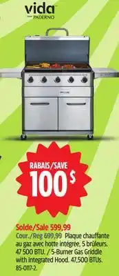 Canadian Tire Vida by PADERNO 5-Burner Gas Griddle with Integrated Hood 47,500 BTUs offer