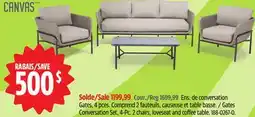 Canadian Tire CANVAS Gates Conversation Set, 4-Pc 2chairs, loveseat and coffee table offer