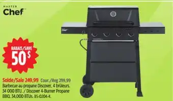 Canadian Tire Master Chef Discover 4-Burner Propane BBQ. 34,000 BTUs offer