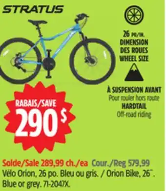 Canadian Tire Stratus Orion Bike, 26˝ Blue or grey offer