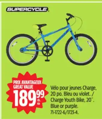 Canadian Tire Supercycle Charge Youth Bike, 20˝. Blue or purple offer