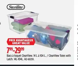 Canadian Tire Sterilite ClearView Totes with Latch offer