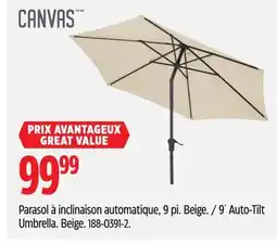 Canadian Tire CANVAS 9´ Auto-Tilt Umbrella offer